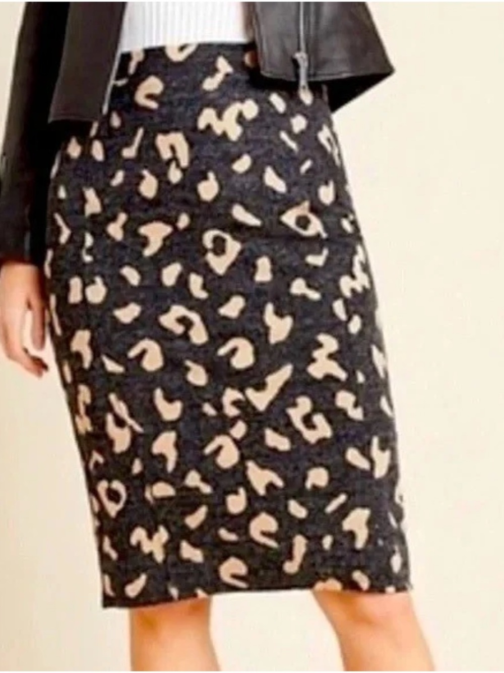 Anthropologie Mauve Delphine Sweater Pencil Skirt in Leopard Print